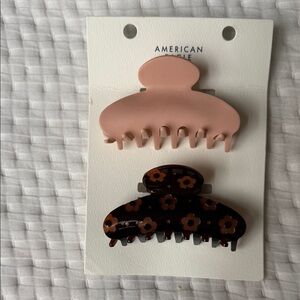 American Eagle Outfitters Floral Pink and Brown Hair Clips